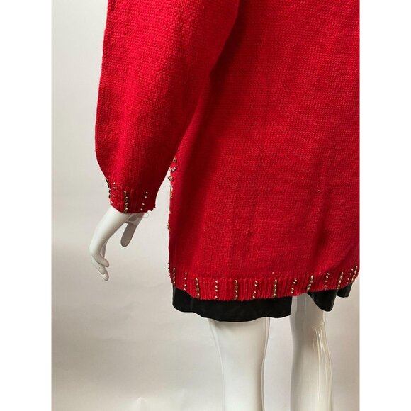Red & Gold Embellished Sweater Dress Size S Studio S Collection - Picture 13 of 13